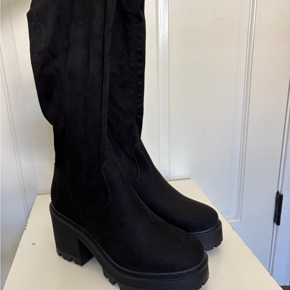ASOS Black Knee High Platform Boots